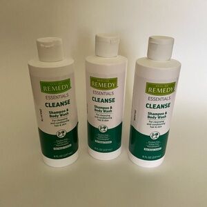 3 bottles Medline Remedy Essential 2 in 1 Shampoo and Body Wash No Rinse
